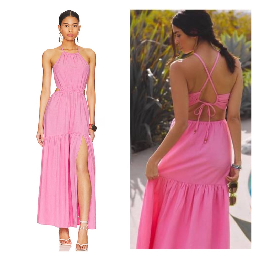 L*Space Pink Halter Maxi Dress